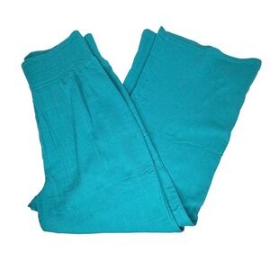 Sundance Beach Dreamer Gauze Smocked Waist Wide Leg Cropped Pants Size M